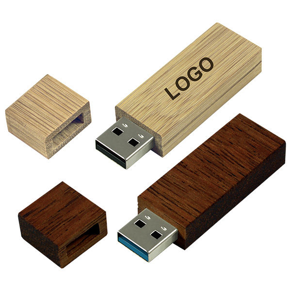 USB Stick aus Holz mit Firmenlogo Bedruckung-W-ALU-EDG