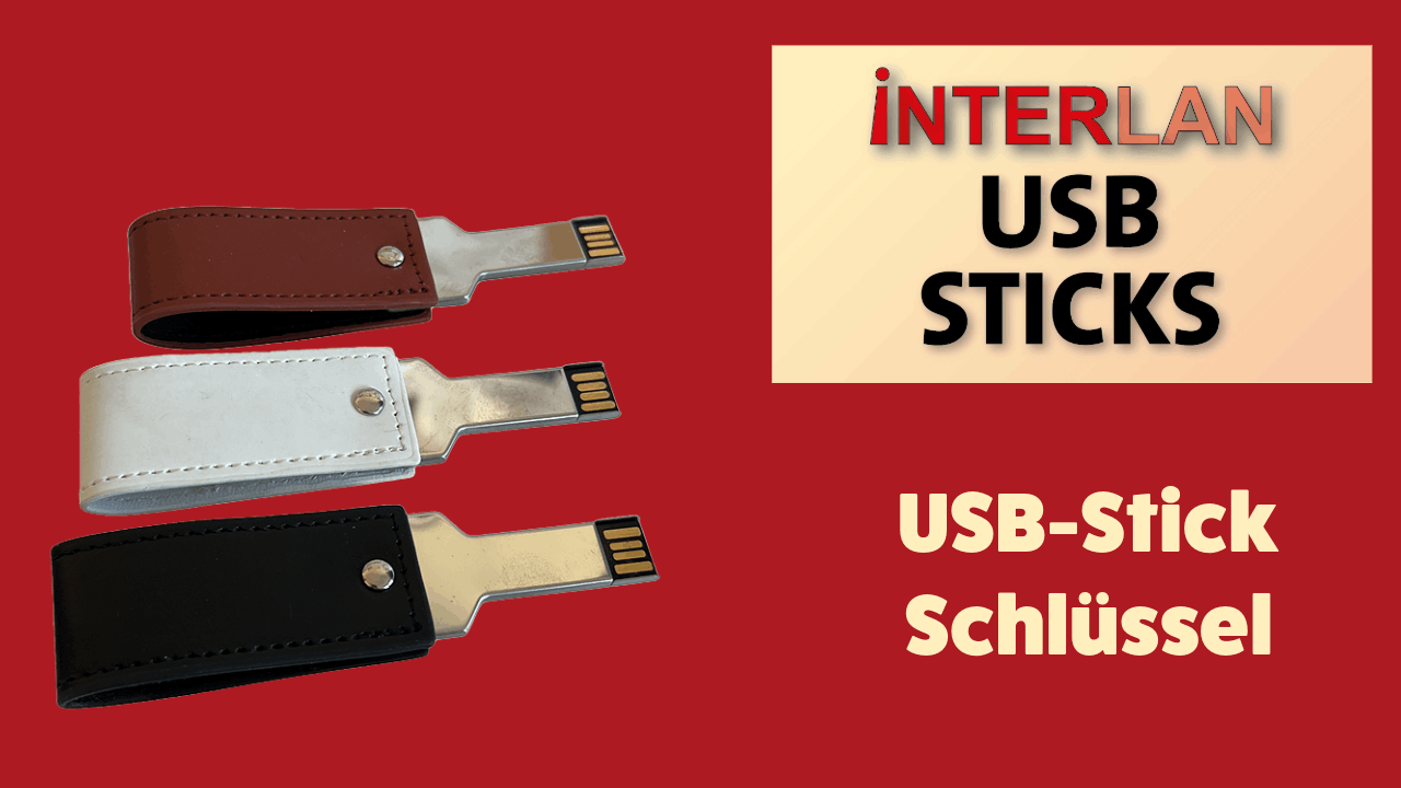 USB Stick Schlüssel mit Druck auf Lederetui 