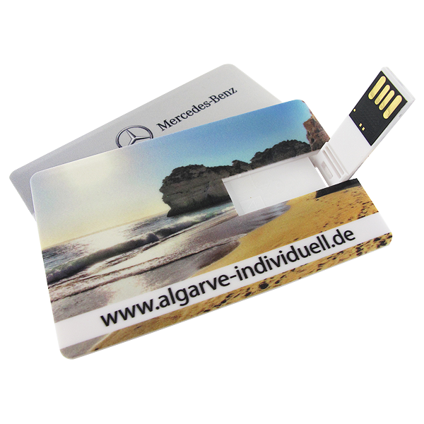 USB-Karte im Visitenkartenformat mit Bedruckung