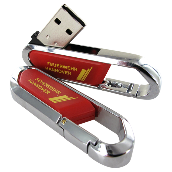 USB-Stick LB-KNO mit Karabiner und Logodruck