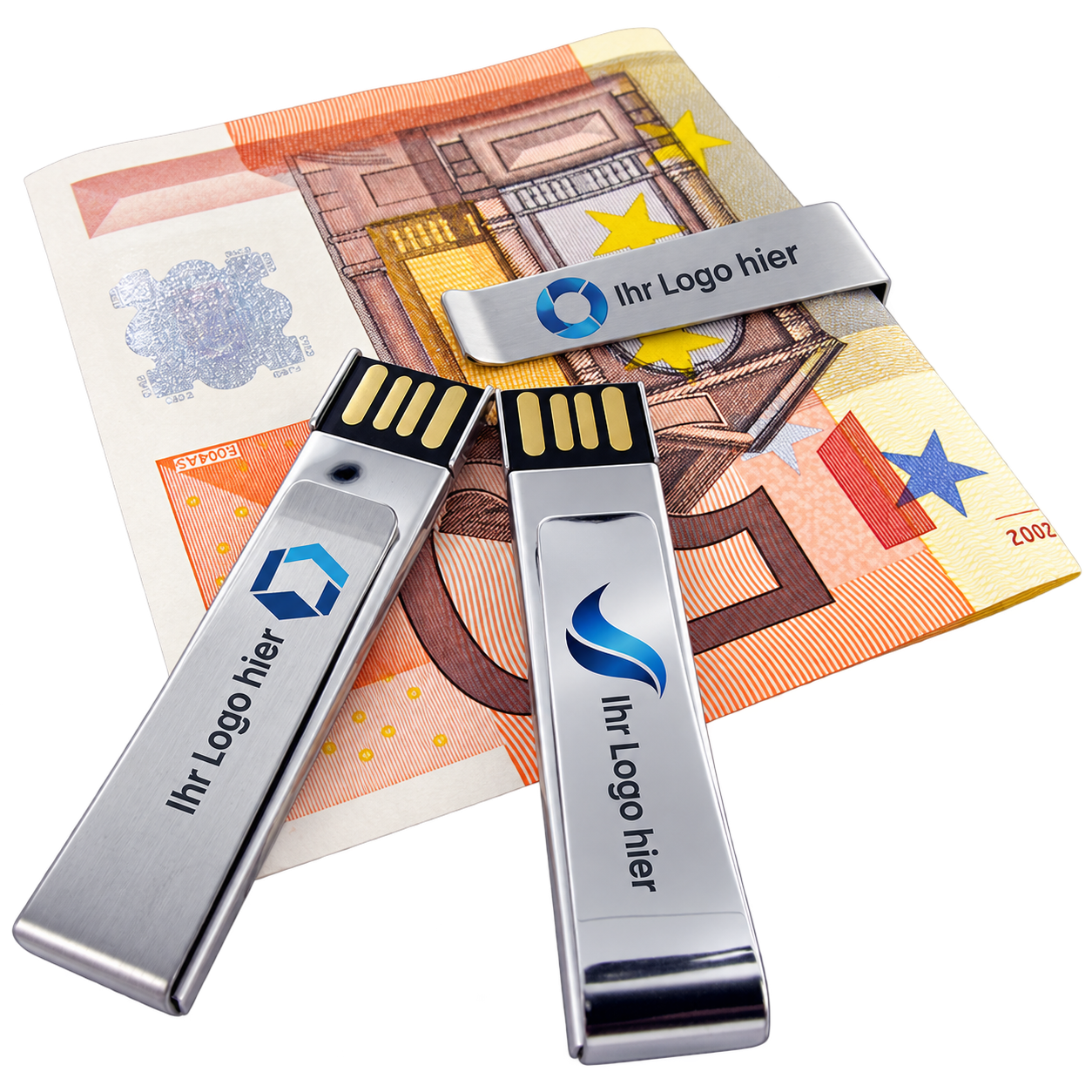 USB-Stick VI-CLIP mit Firmenlogo als Metallklammer